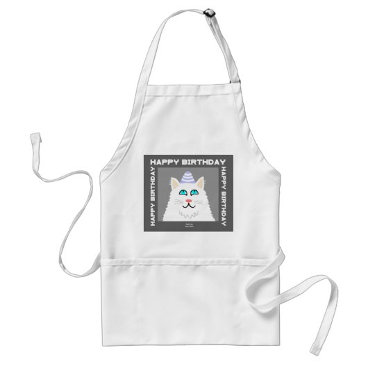 Tablier Anniversaire Fluffy White Cat Apron (Devant)