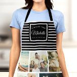 Tablier Anniversaire Vintage Année de naissance Collage ph<br><div class="desc">Célébrez en style avec ce tablier d'anniversaire personnalisé! Avec une année de naissance vintage,  un collage photo et des rayures noires et blanches chic,  c’est un cadeau amusant et fonctionnel pour toute reine ou roi d’anniversaire!</div>