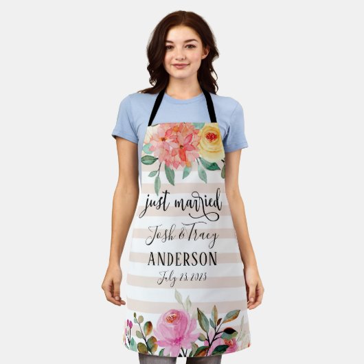 Tablier Annonce de mariage Rose Péonie (Porté)