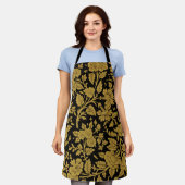 Tablier Antique Gold Floral Indian Lac-work Black Pattern (Porté)