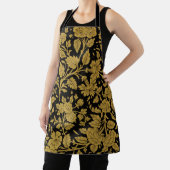 Tablier Antique Gold Floral Indian Lac-work Black Pattern (Insitu)