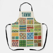 Tablier Antique Patchwork coloré Personnalisé Monogramme N (Recto)