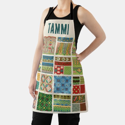 Tablier Antique Patchwork coloré Personnalisé Monogramme N (Insitu)