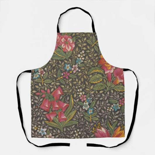 Tablier Antique Toile de Jouy 1800 Branches florales (Recto)