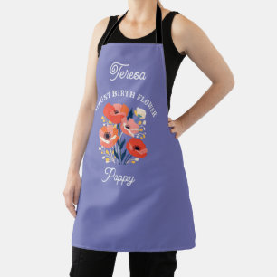 Tablier Août Fleur de naissance Nom personnalisé