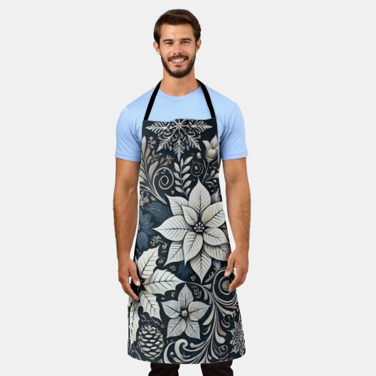 Tablier Appartement de Noël sophistiqué Poinsettia (Porté)