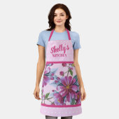 Tablier Apple Blossoms and Pink Polka Dots Apron (Porté)