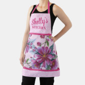Tablier Apple Blossoms and Pink Polka Dots Apron (Insitu)
