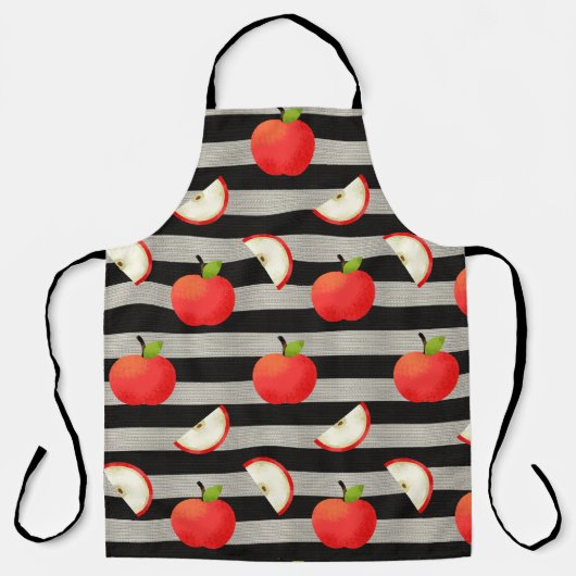 Tablier Apple Modern Black & White Strips (Recto)