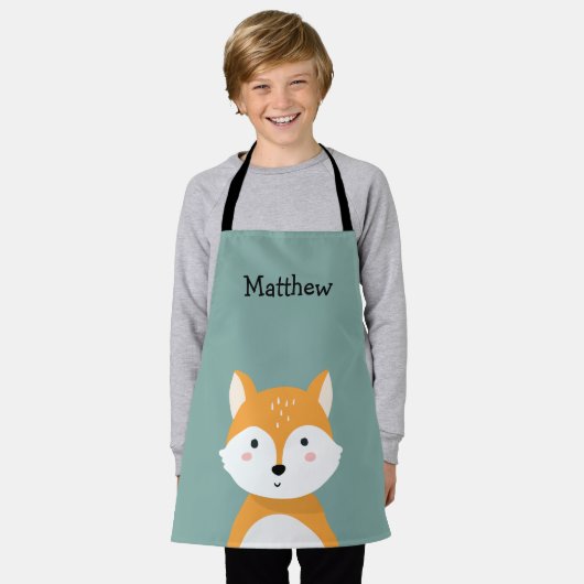 Tablier Appron pour enfants de renard de bois personnalisé (Porté)