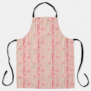 Tablier Apricot motif à rayures florales rose