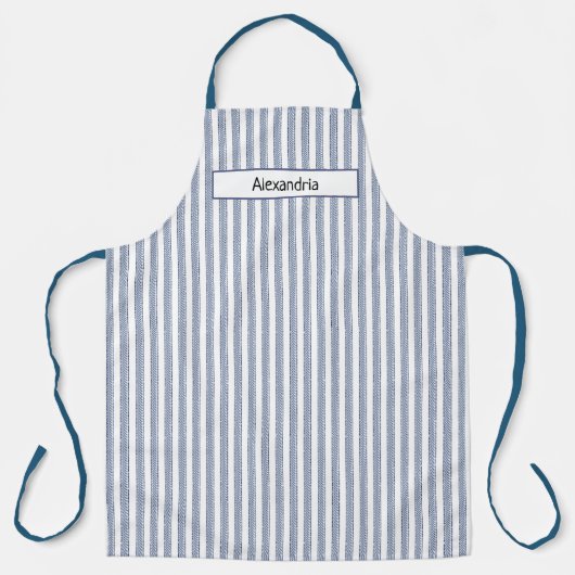 Tablier Apron à bandes bleues personnalisées (Recto)
