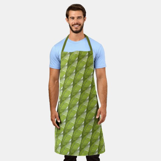 Tablier Apron (ao) - Formes de plumes vertes en Motif carr (Porté)
