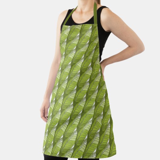 Tablier Apron (ao) - Formes de plumes vertes en Motif carr (Insitu)