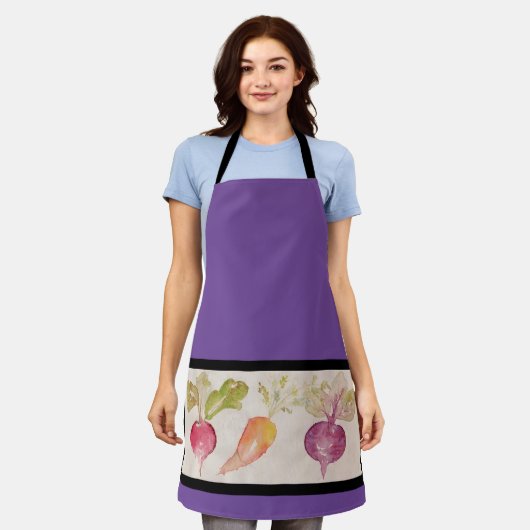 Tablier Apron - Aquarelle Radish, Carotte, Beet (Porté)