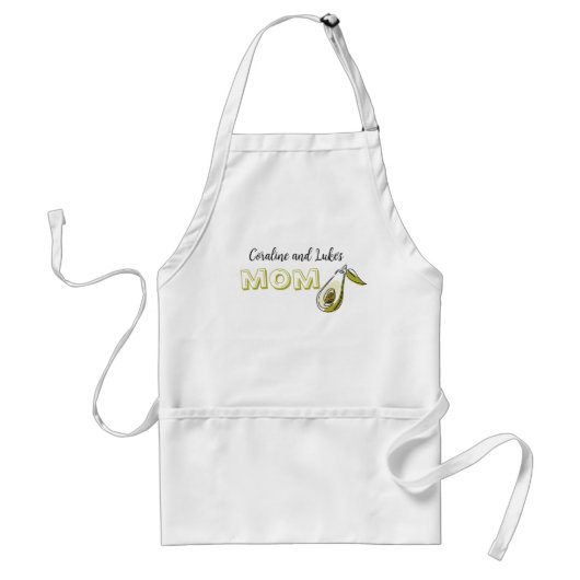 Tablier Apron avec avocat et l'inscription "maman". (Devant)