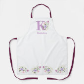Tablier Apron avec l'Initiale du Porteur & Nom avec Fleurs (Recto)