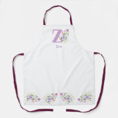 Tablier Apron avec l'Initiale du Porteur & Nom avec Fleurs (Recto)