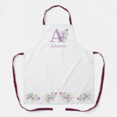 Tablier Apron avec l'Initiale du Porteur & Nom avec Fleurs (Recto)
