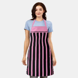 Tablier Apron Cafe Bande noire et rose