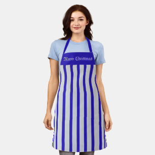 Tablier Apron Café Bleu et Argent en bande Joyeux Noël
