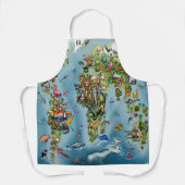 Tablier Apron Carte du monde Animaux (Recto)