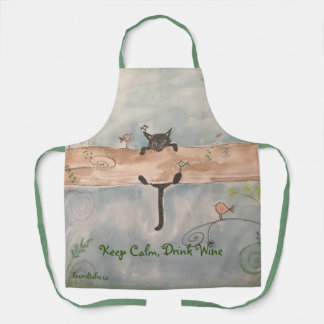Tablier Apron Chat, Restez Calme Boire Vin