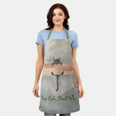 Tablier Apron Chat, Restez Calme Boire Vin (Porté)