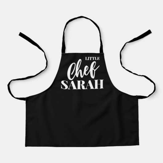Tablier Apron Chef Enfants Personnalisé | Élégant noir (Recto)