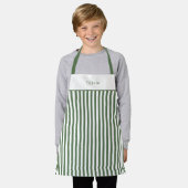 Tablier Apron Children - Personalised Forest Green Stripe. (Porté)