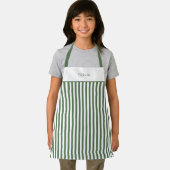 Tablier Apron Children - Personalised Forest Green Stripe. (Insitu)