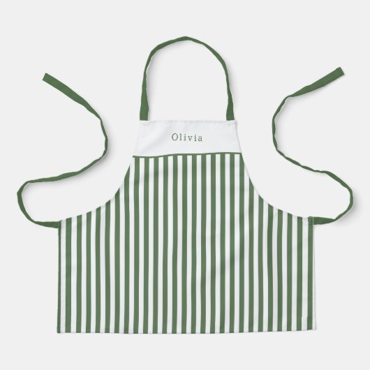 Tablier Apron Children - Personalised Forest Green Stripe. (Recto)