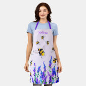 Tablier Apron d'abeille avec Fleurs et Nom personnalisé (Porté)