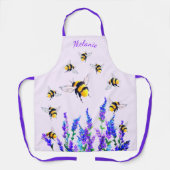 Tablier Apron d'abeille avec Fleurs et Nom personnalisé (Recto)