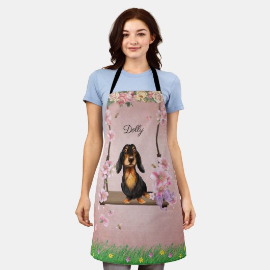 Tablier Apron Dachshund aux cheveux longs (Porté)