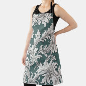 Tablier Apron Damask Noir Blanc Smokey Aqua (Insitu)