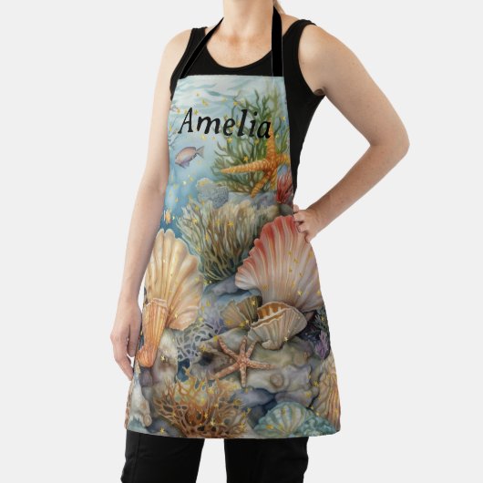 Tablier Apron de coquillages de mer avec poissons et grami (Insitu)