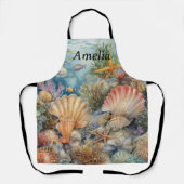 Tablier Apron de coquillages de mer avec poissons et grami (Recto)