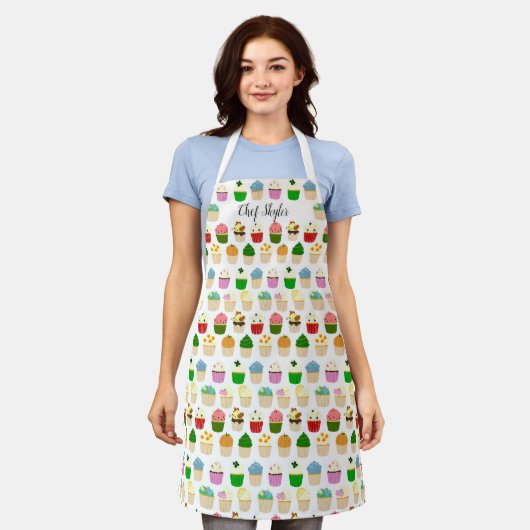 Tablier Apron de Cupcake personnalisé (Porté)