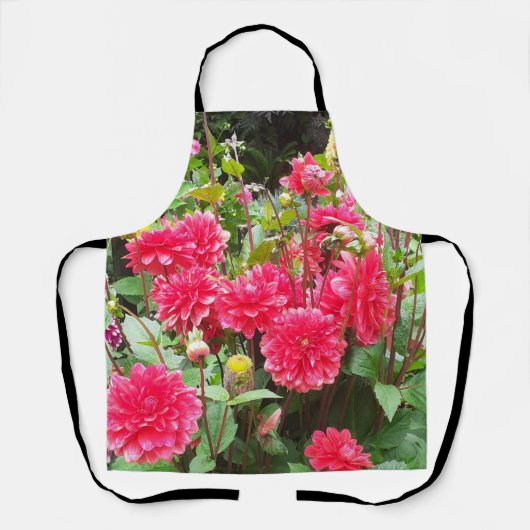 Tablier Apron de Dahlias roses profondes (Recto)