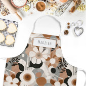 Tablier Apron de nom moderne rétro floral du milieu du siè