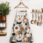 Tablier Apron de nom moderne rétro floral du milieu du siè
