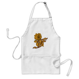 Tablier Apron de pivoine d'or F initial