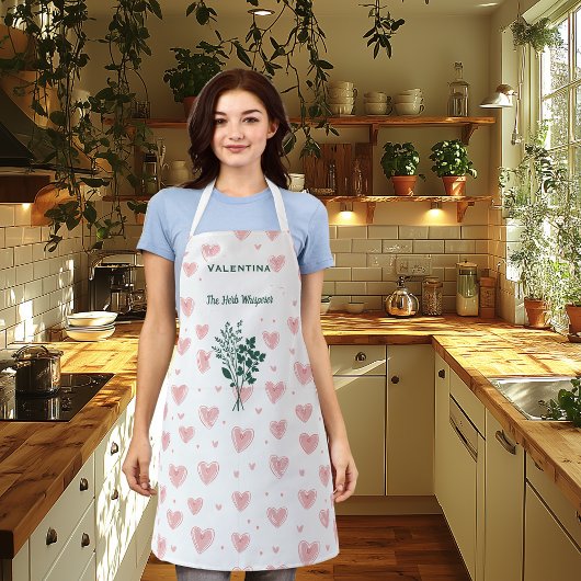 Tablier Apron de Whisperer Herbe Personnalisé avec Coeurs 