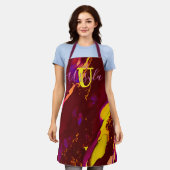 Tablier Apron d'encre d'alcool violet sauvage et de Fuscia (Porté)