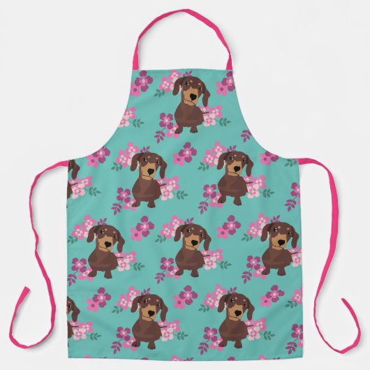 Tablier Apron des fleurs de Dachshund (Recto)