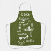 Tablier Apron des mots de cuisson vert olive (Recto)