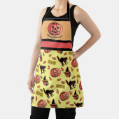 Tablier Apron d'Halloween rétro avec sorcière de chat et C (Insitu)