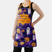 Tablier Apron d'Halloween violet avec Citrouilles, Fantôme (Insitu)