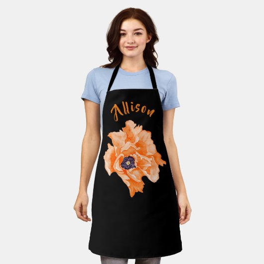 Tablier Apron du nom des femmes florales noires (Porté)